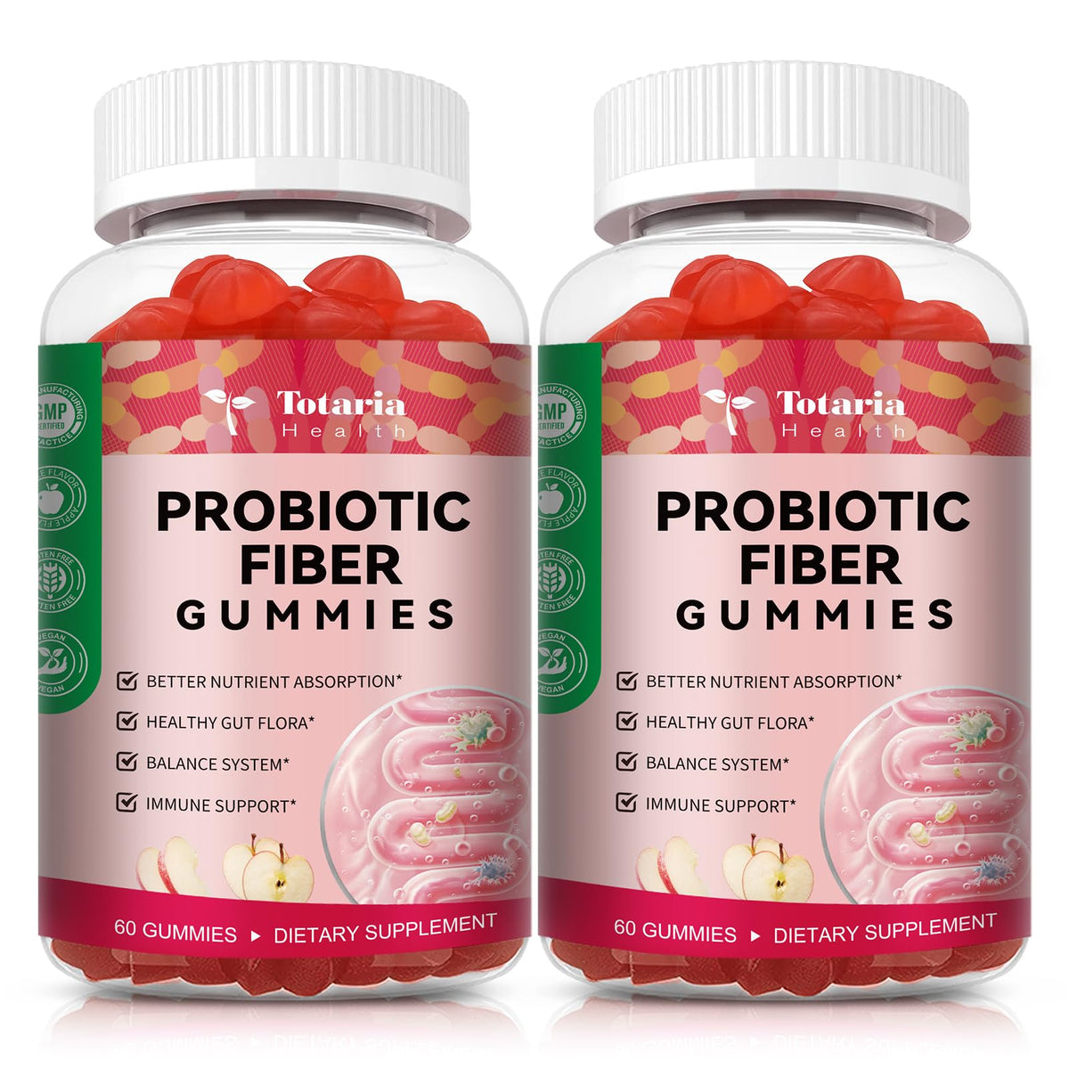Totaria 9-in-1 probiotic fiber gummies bottle front for easy daily digestive support.
