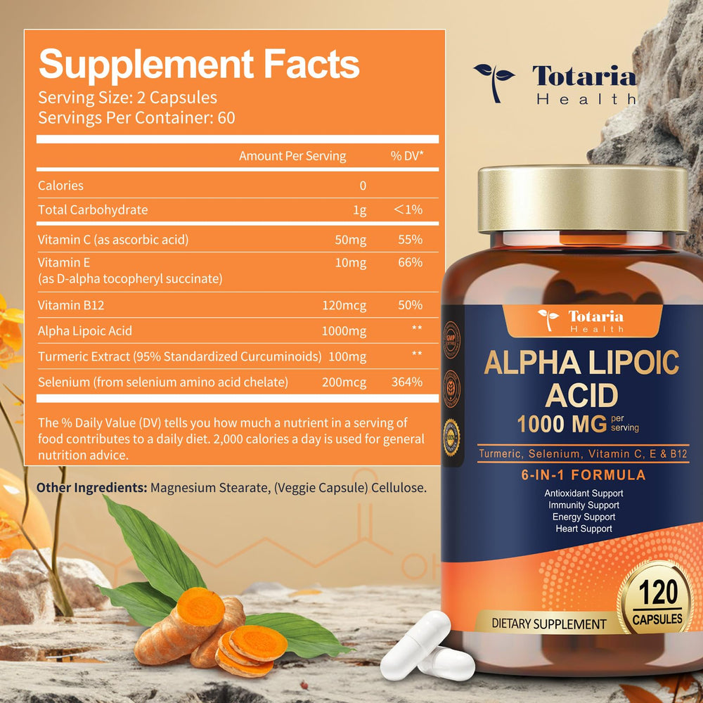 Totaria Alpha Lipoic Acid 2-pack box highlights value for ongoing nerve and energy support