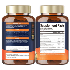 Totaria Alpha Lipoic Acid bottle back label details dosage and ingredients for informed use