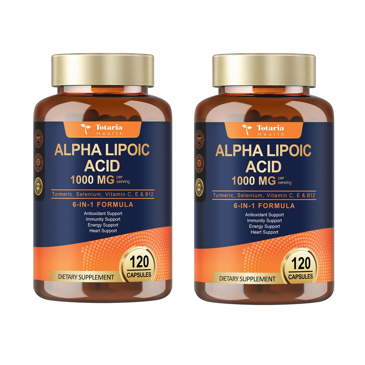 Totaria Alpha Lipoic Acid bottle front with label illustrating quality and antioxidant focus