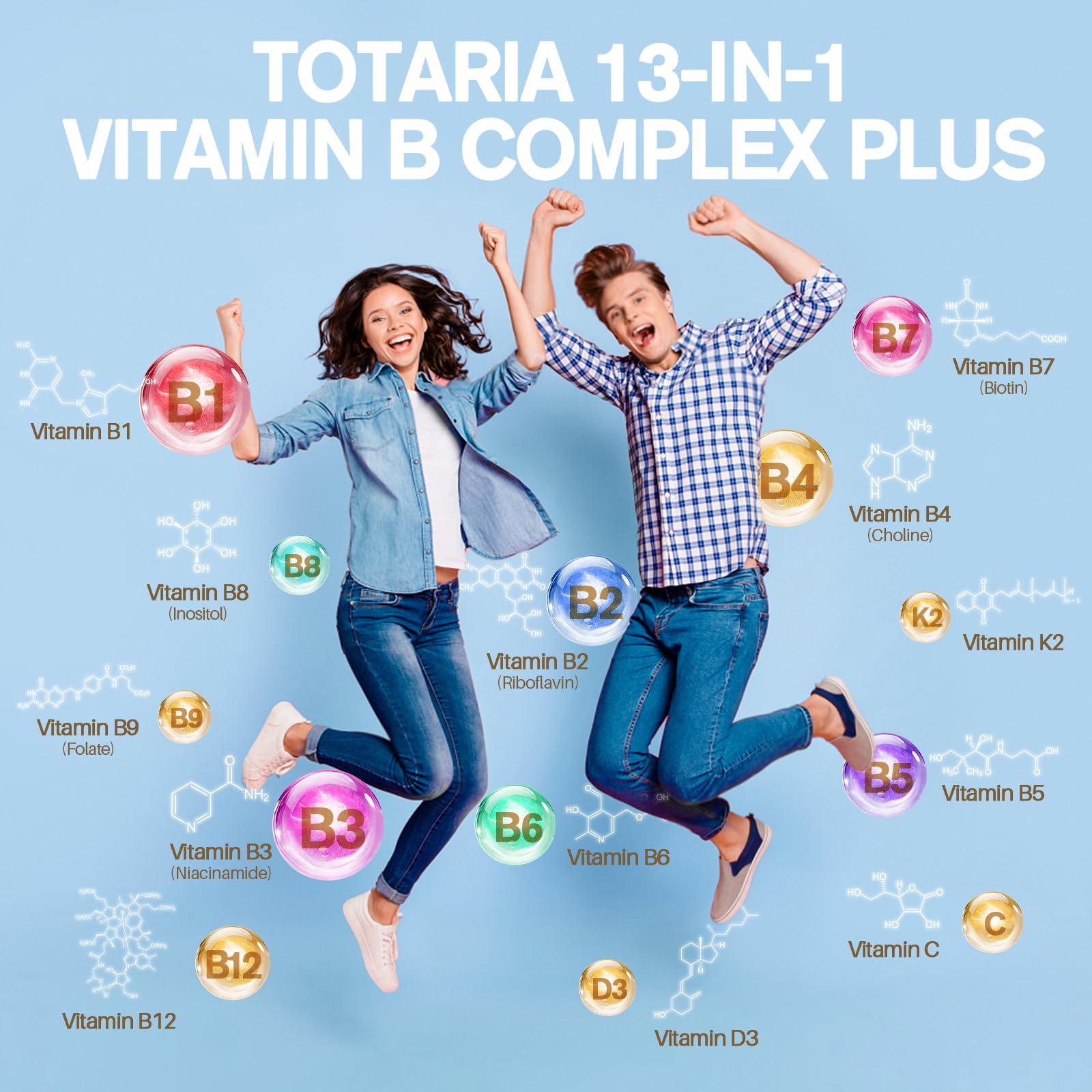 Totaria B Complex bottle front showcasing brand and product details.
