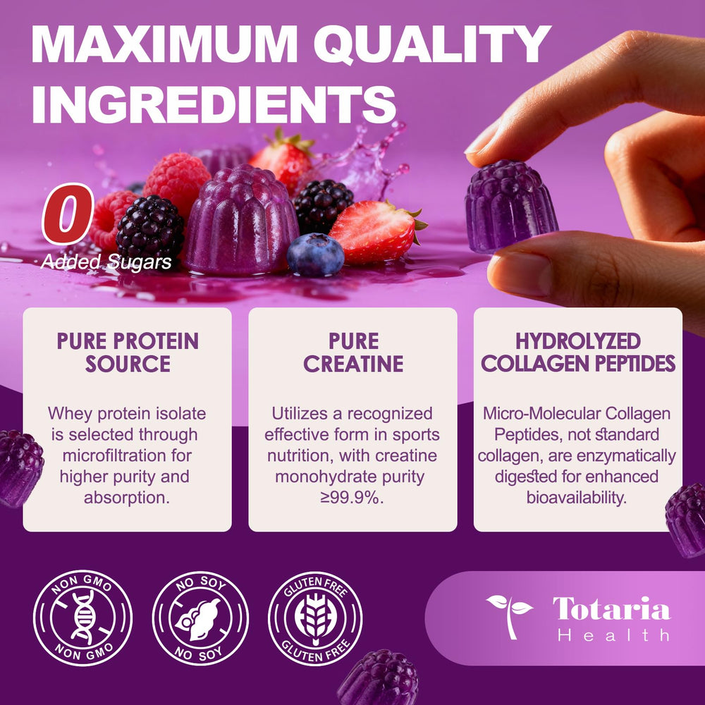Totaria berry-flavored gummies texture closeup for taste and texture