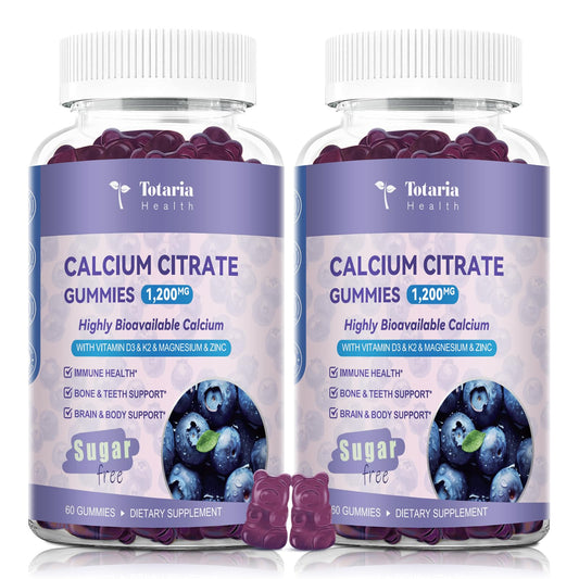 Totaria calcium citrate gummies bottle with 1200 mg calcium for bone support