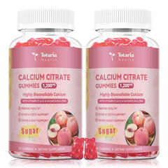 Totaria calcium citrate gummies bottle with peach flavor supporting bone and teeth health