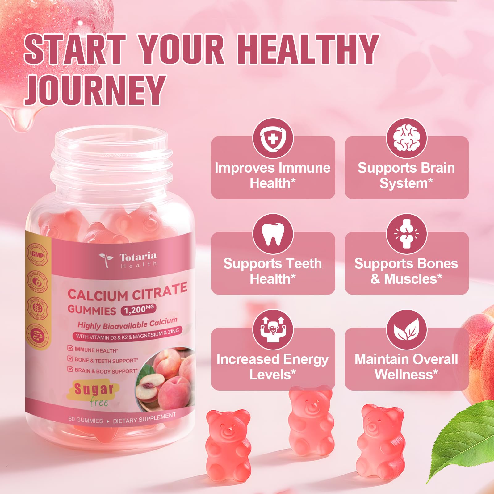 Totaria gummies with D3 and K2, magnesium, and zinc for daily wellness