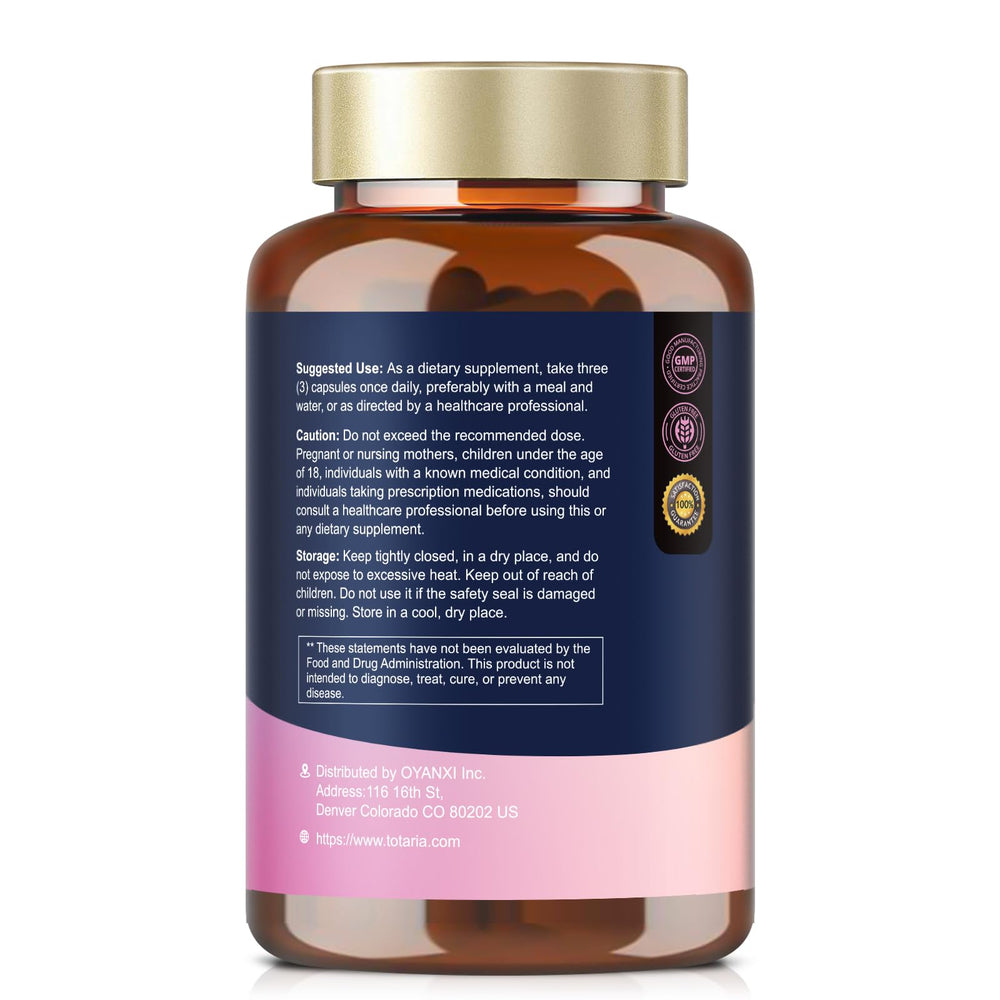 Totaria Inositol capsules close-up highlighting quality ingredients.