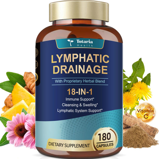 Totaria Lymph MD system bottle on shelf for daily lymph support.