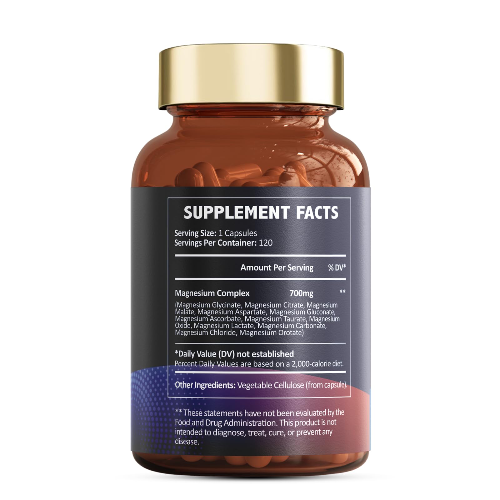 Totaria Magnesium Complex vegan and gluten-free icons on label