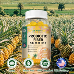 Totaria Probiotic Fiber Gummies pineapple packaging showing two-bottle set