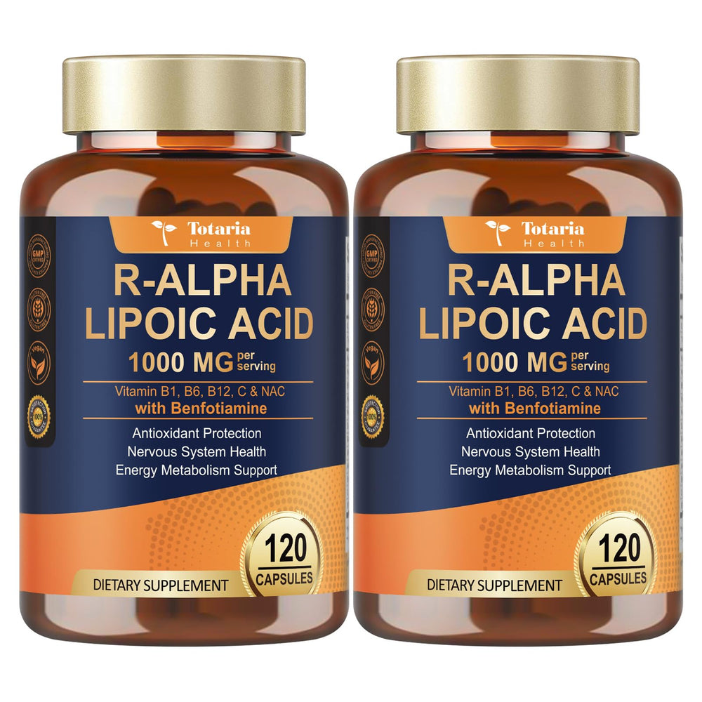 Totaria R-ALA 1000mg bottle front view for daily nerve support use
