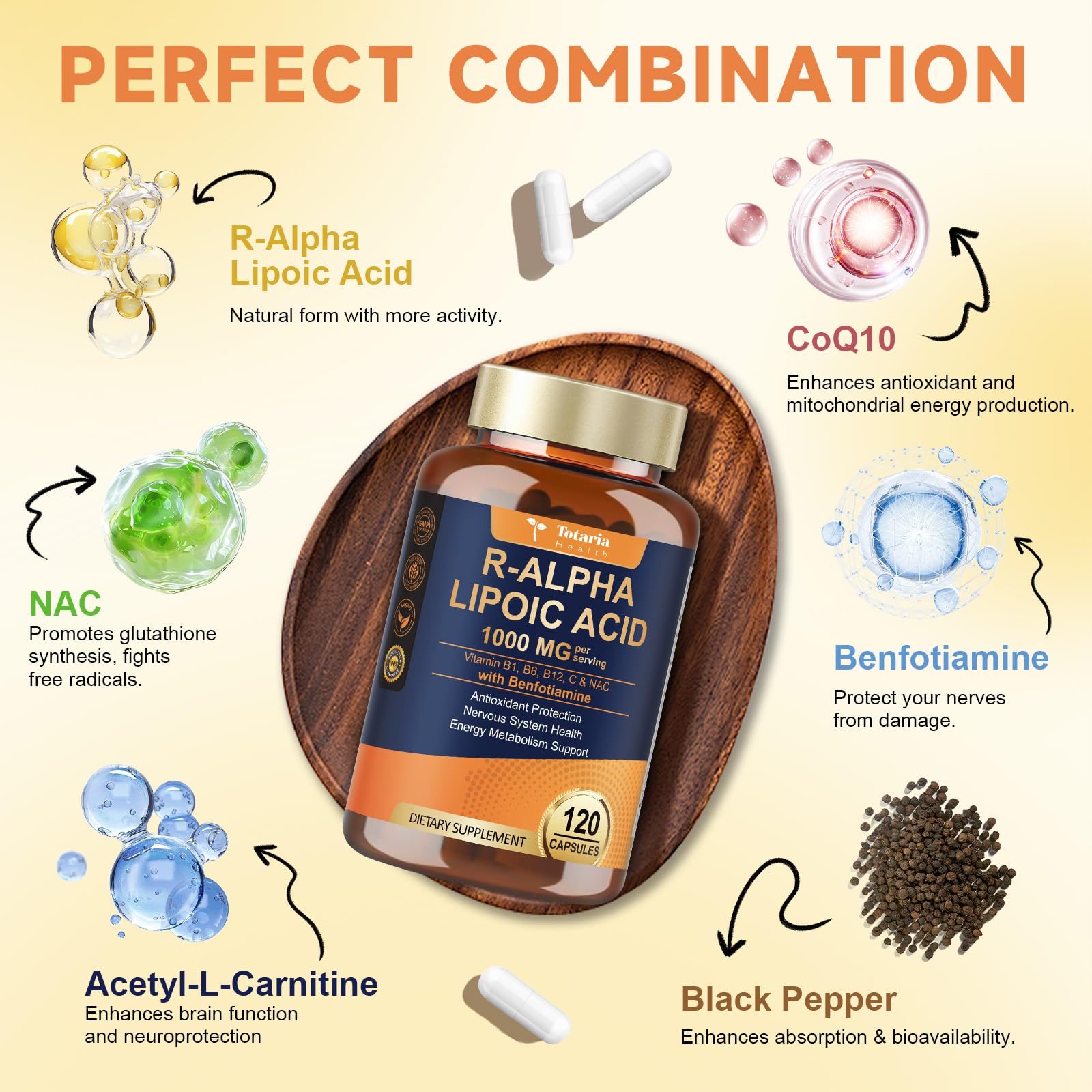 Totaria R-ALA 1000mg pour bottle scene highlights easy daily use