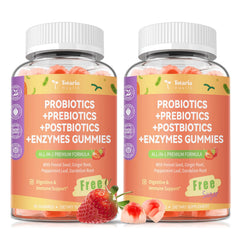 Totaria Sugar Free 5-in-1 gummy bottle highlighting convenient gut support.