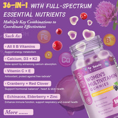 Totaria women's multivitamin gummies, two pieces per bottle, convenient daily nutrient support.
