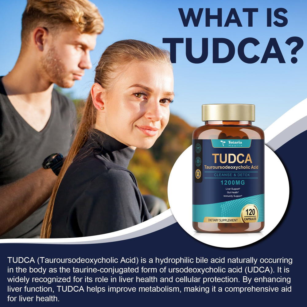 Totaria TUDCA daily dose label displaying two capsules per day.