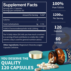 Totaria TUDCA pack shot highlighting a 60-day supply with 120 capsules.