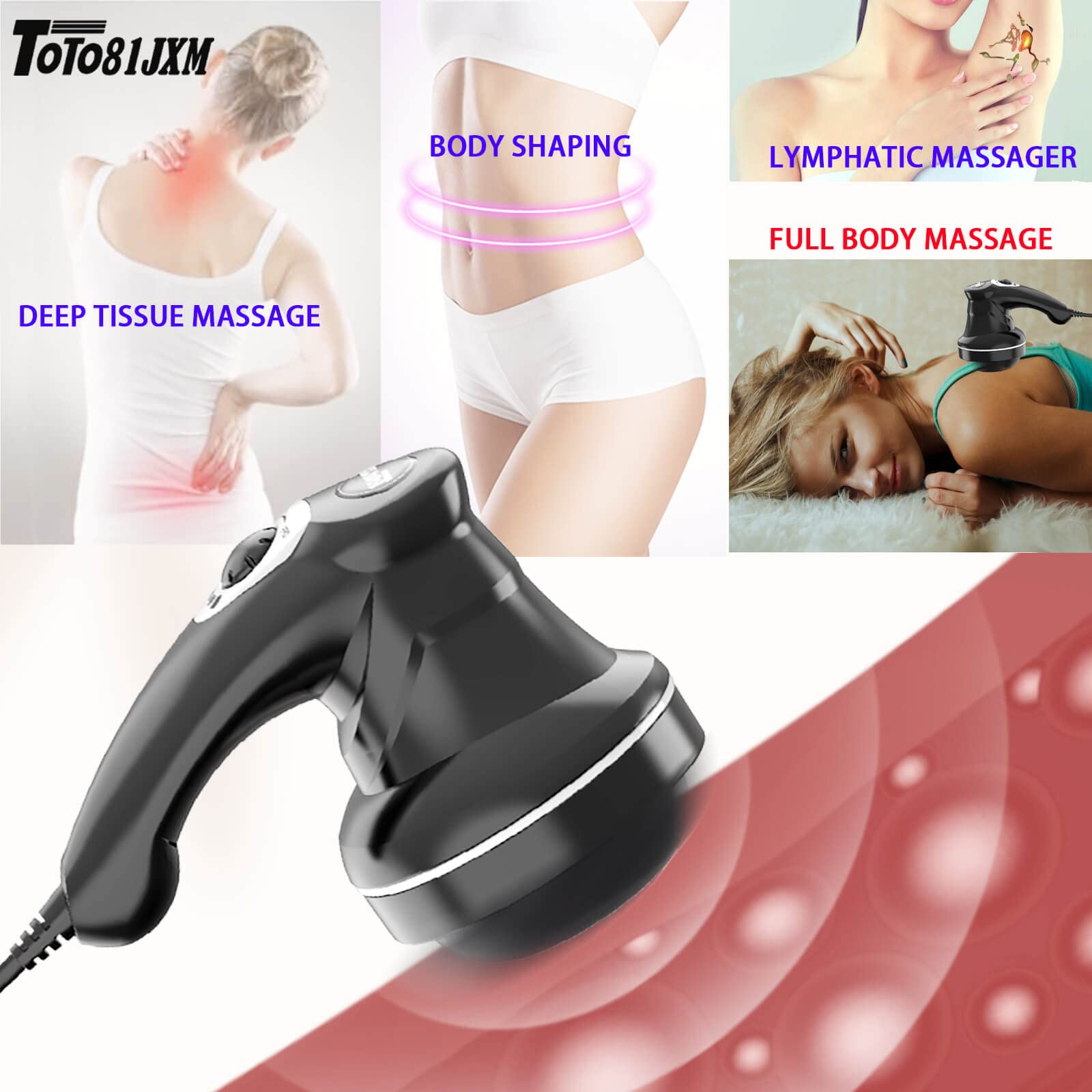 TOTO81JXM wide massage head targets larger areas like abdomen and thighs.
