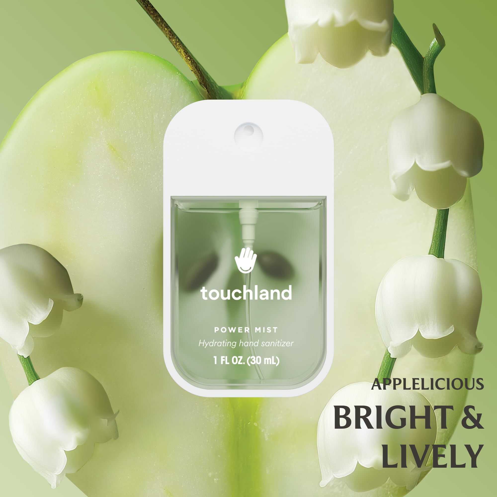 Touchland BLOSSOM Velvet Peach bottle delivers fruity notes and hydrating feel.