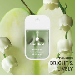 Touchland BLOSSOM Velvet Peach bottle delivers fruity notes and hydrating feel.