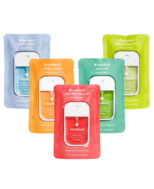 Touchland Fresh Five Set Mint sanitizer spray for refreshing on-the-go hygiene.