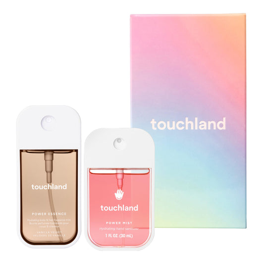 Touchland Sweet Rush Vanilla Velvet Mist bottle, compact travel-ready fragrance for daily carry.