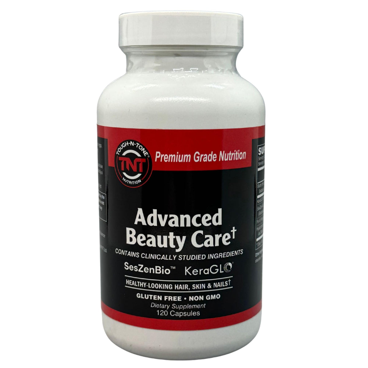 TOUGH-N-TONE Advanced Beauty Care bottle pour supports daily use for hair, skin, nails.