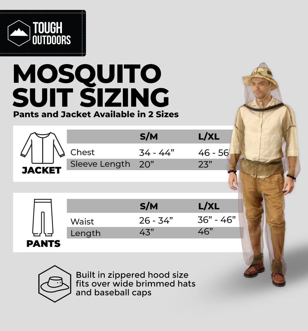 Tough Outdoors Mosquito Suit adjustable drawcords for secure fit at wrists and ankles.