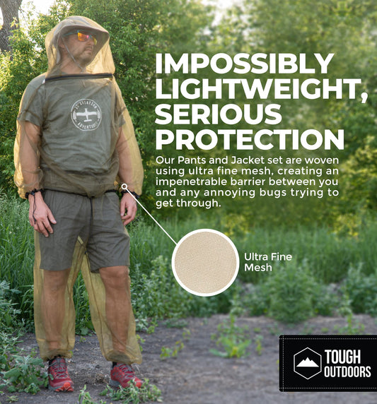 Tough Outdoors Mosquito Suit hooded jacket for on-the-go protection.