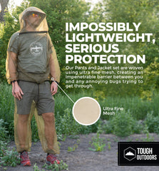 Tough Outdoors Mosquito Suit hooded jacket for on-the-go protection.