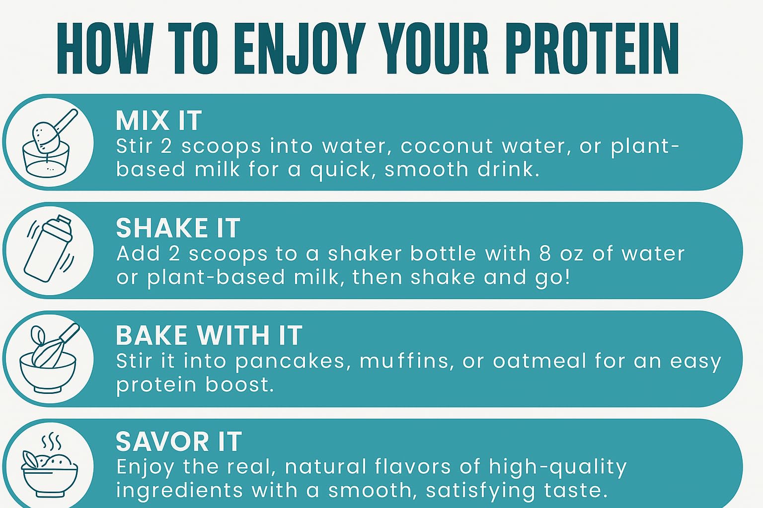 TOZZY vegan protein powder recipe bowl suggests versatile uses in bowls and baking.