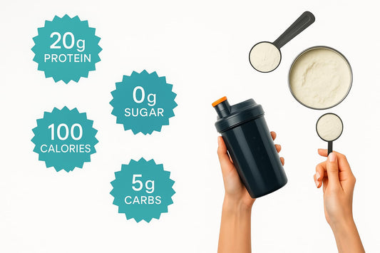 TOZZY vegan protein powder shake vanilla glass highlights smooth texture ideal for smoothies.