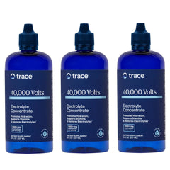 Trace Minerals 40,000 Volts bottle being poured for hydration.