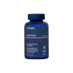 Trace Minerals Beef Liver capsules close-up for natural energy support.