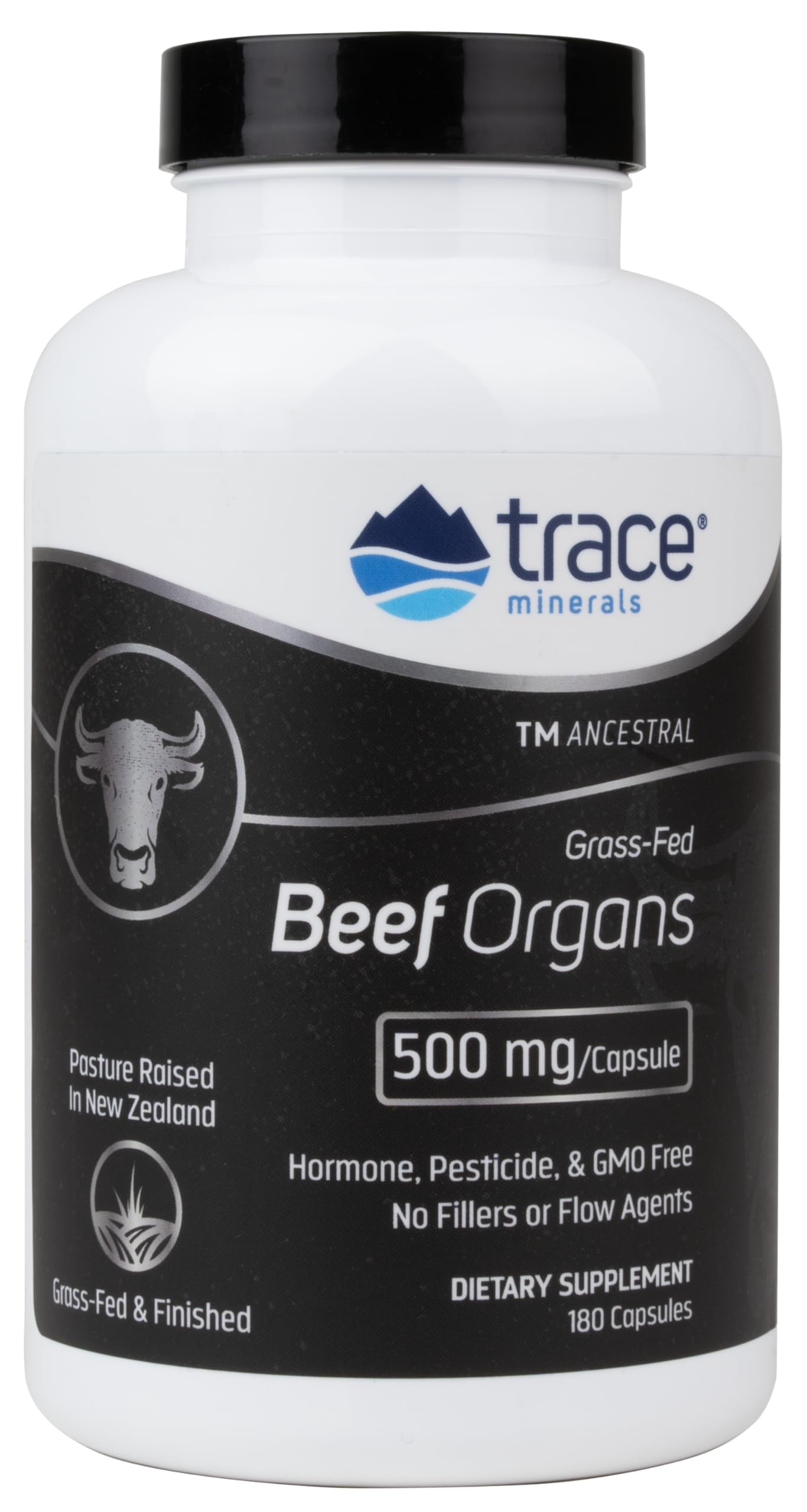 Trace Minerals Beef Organs kidney capsule shows diverse organ nutrients.