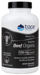 Trace Minerals Beef Organs kidney capsule shows diverse organ nutrients.
