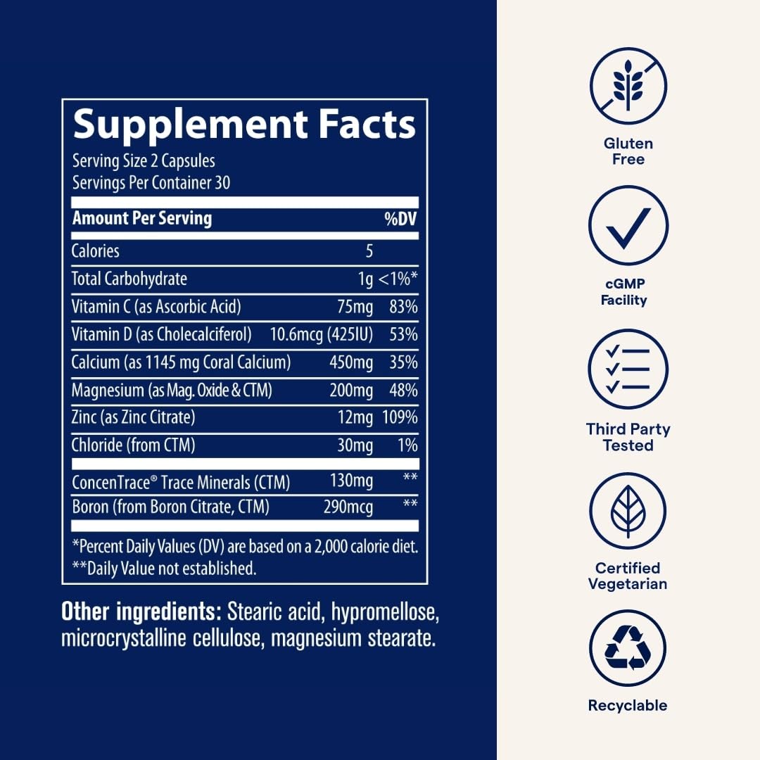 Lifestyle shot showing Trace Minerals Coral Calcium supporting bone health.