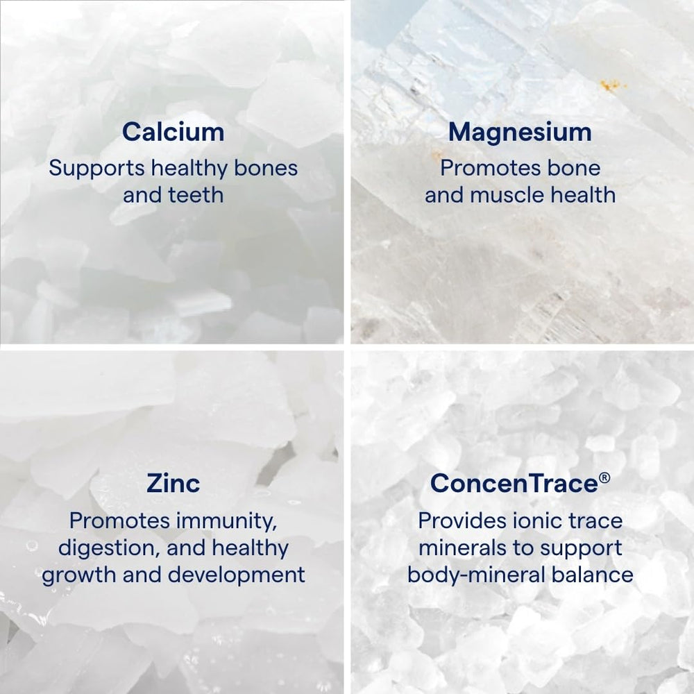 Trace Minerals Cal/Mag/Zinc being poured into a glass for easy intake.