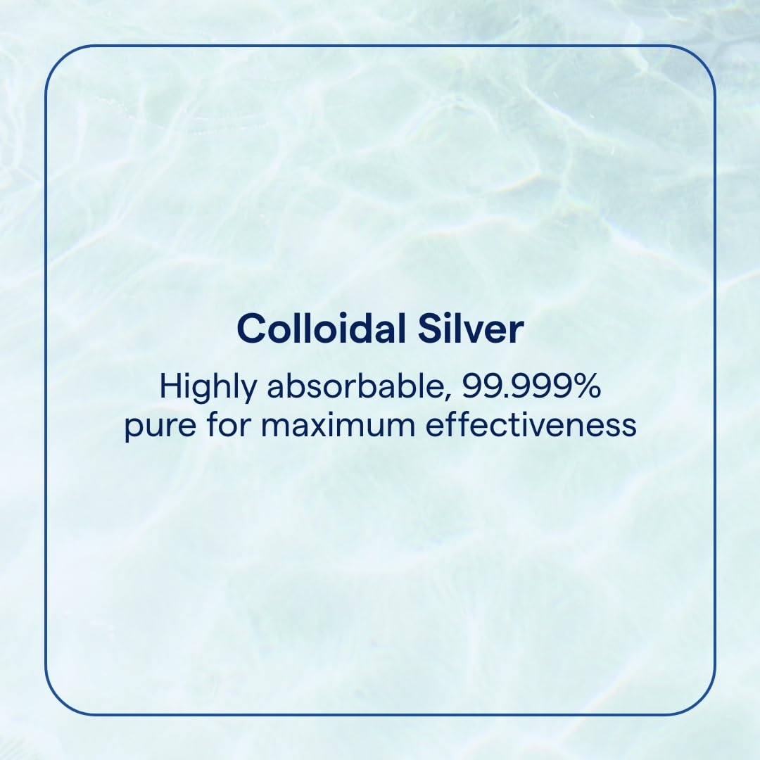 Trace Minerals Colloidal Silver bottle front highlights purity and gluten-free vegan-friendly formula.