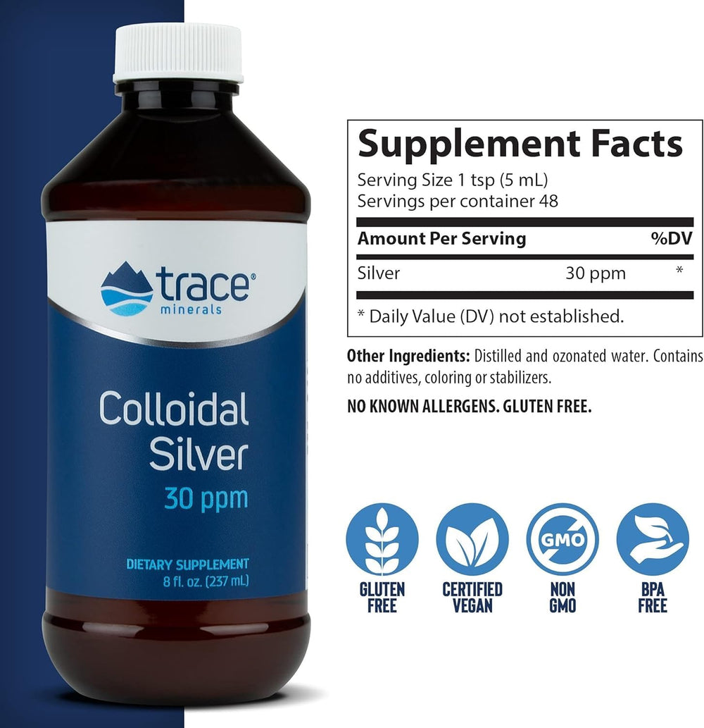 Trace Minerals Colloidal Silver pour demonstrates easy daily dosage
