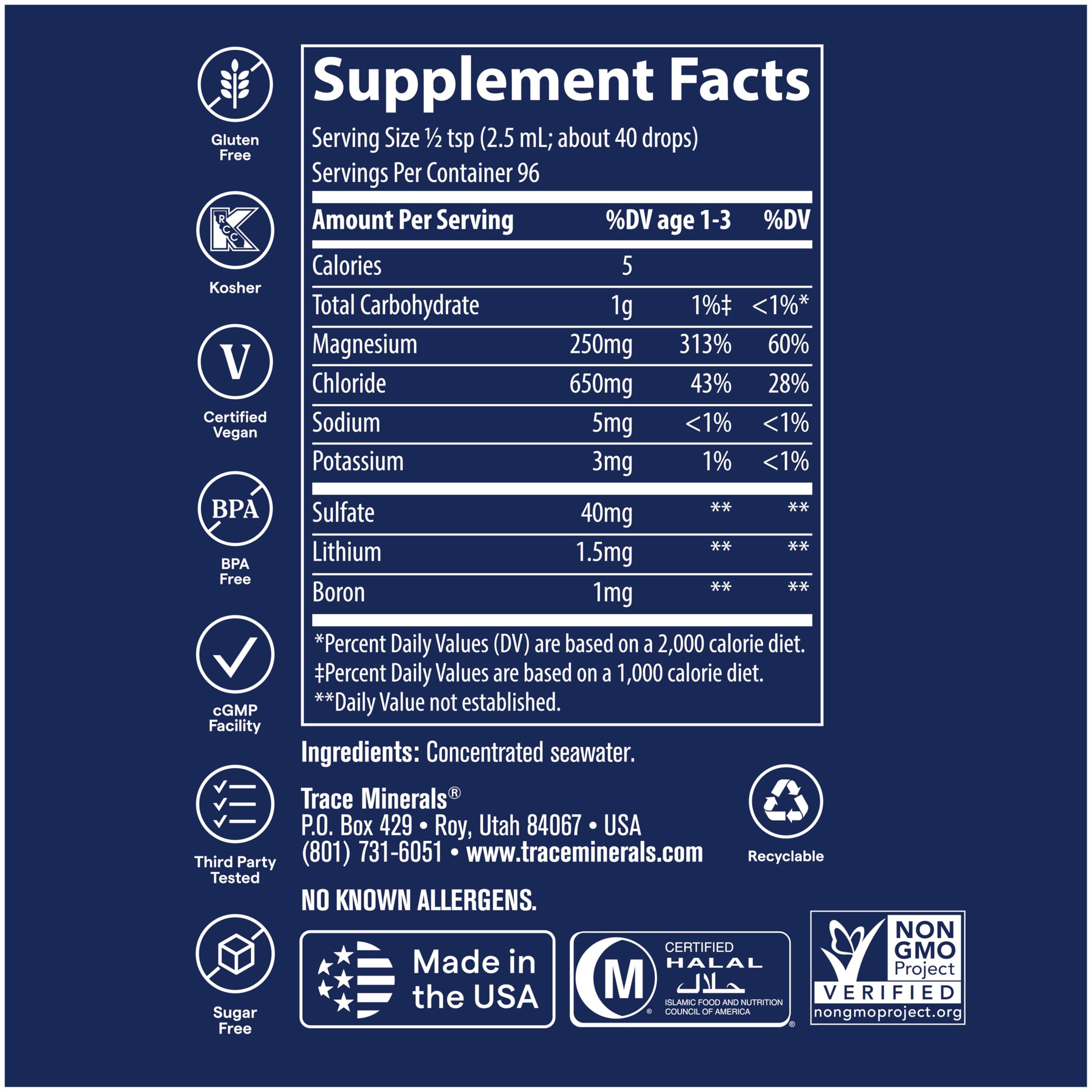 Trace Minerals ConcenTrace packaging shown with clean design and minimalist branding