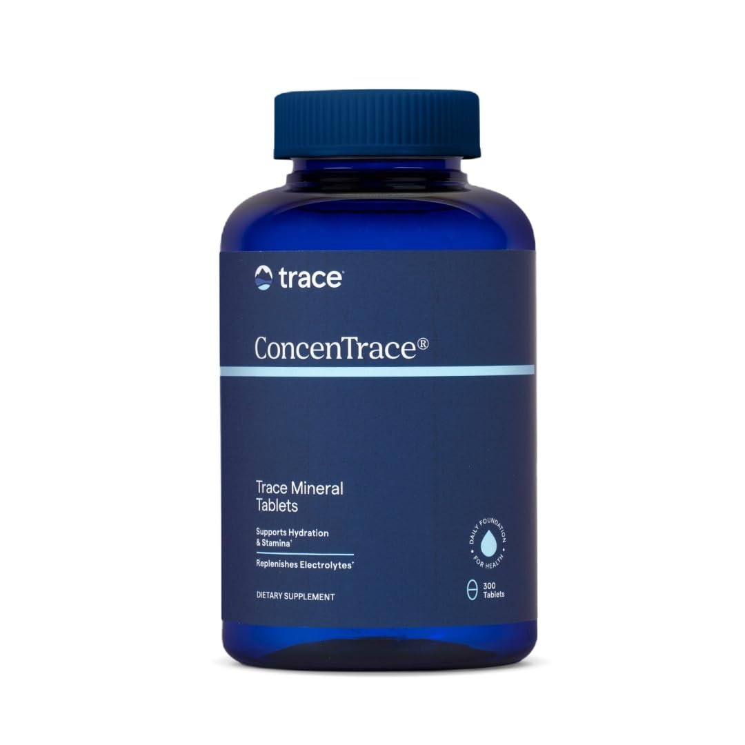 Trace Minerals ConcenTrace tablets in bottle close-up for daily wellness support