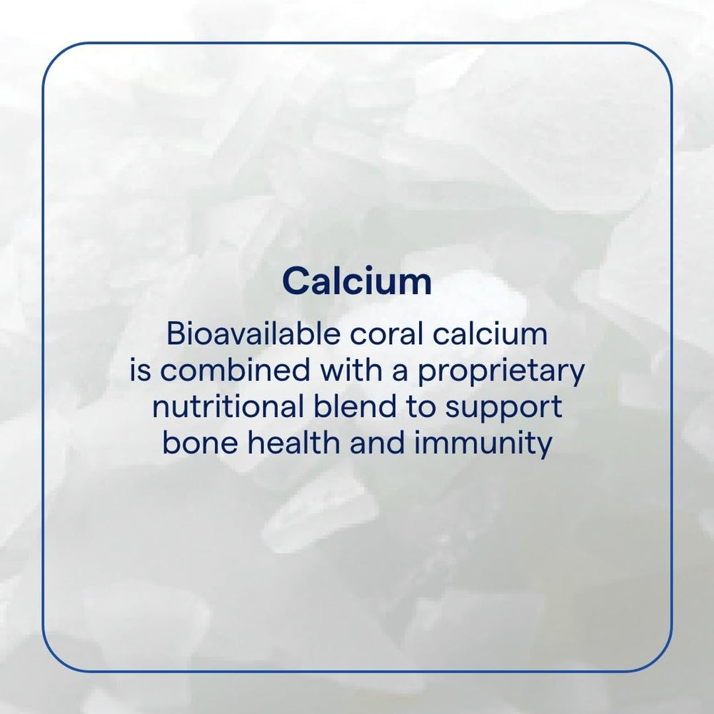 Close-up of Trace Minerals Coral Calcium capsules showing high-absorption formula.