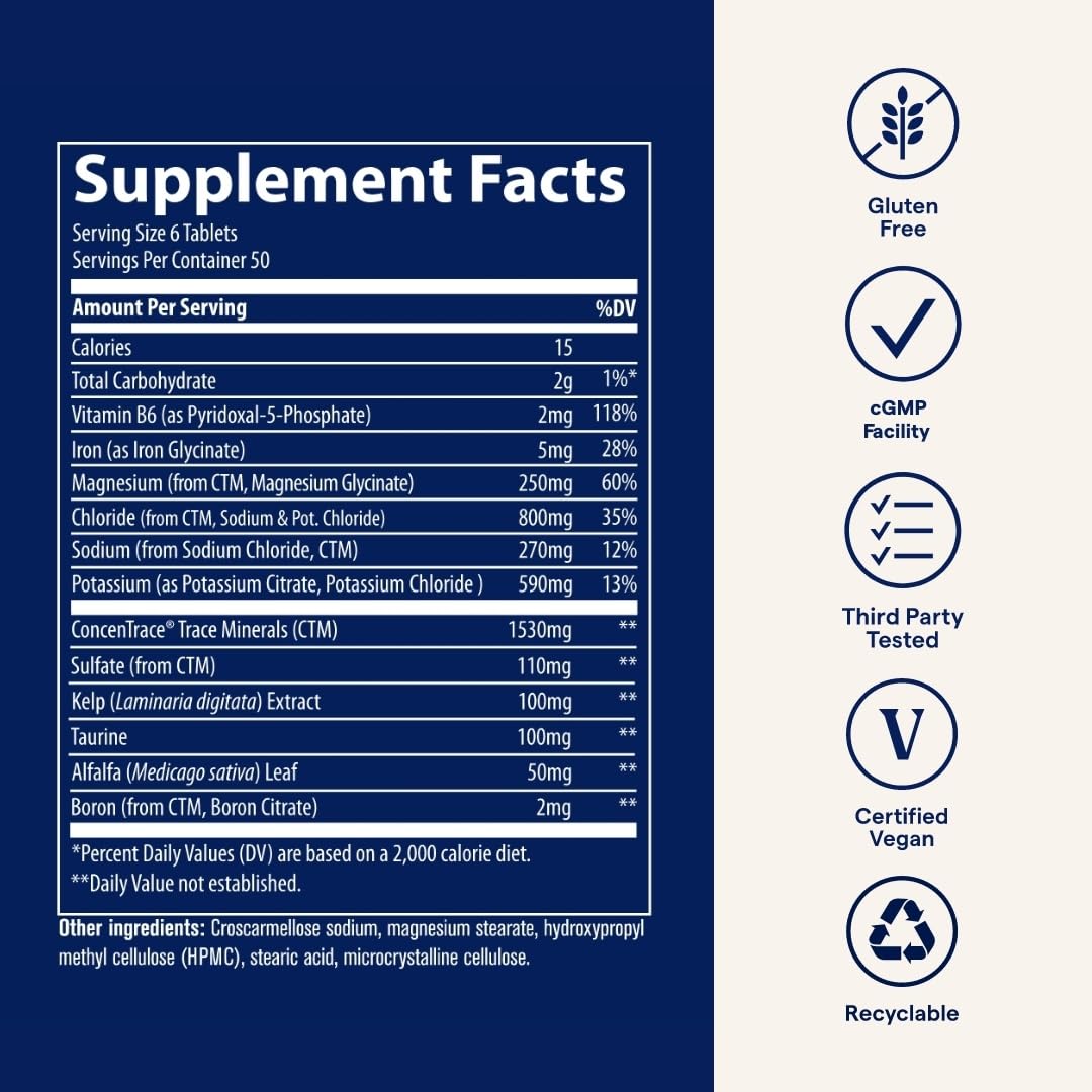 Trace Minerals Electrolyte Stamina vegan gluten-free badge on packaging.