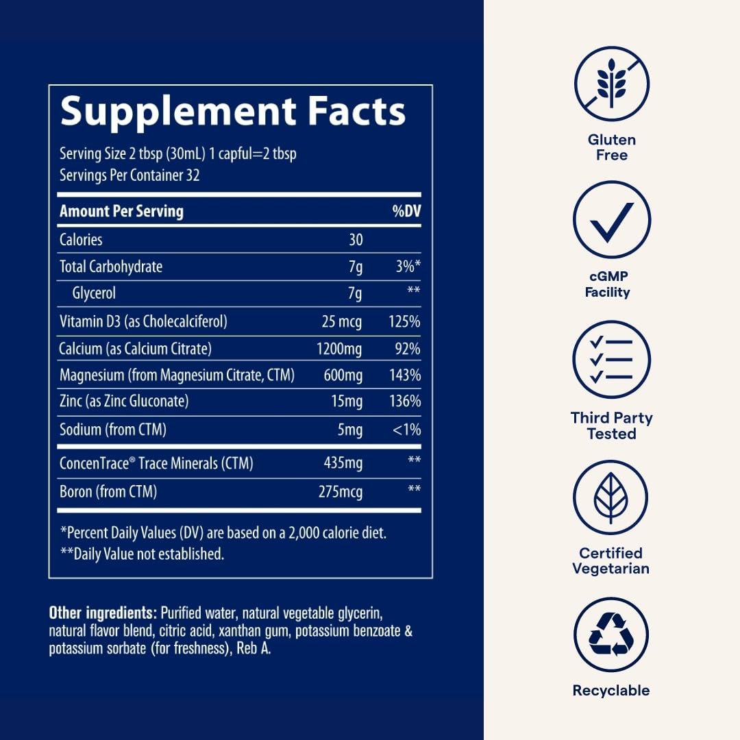 Trace Minerals bottle showcasing a gluten-free badge for dietary suitability.
