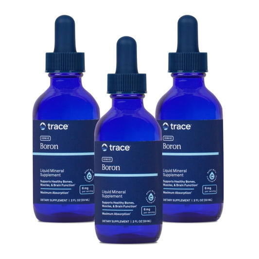 Trace Minerals Ionic Boron bottle pour for easy daily dosing.
