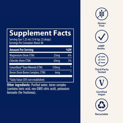 Trace Minerals Ionic Boron full-spectrum minerals highlight comprehensive trace support.