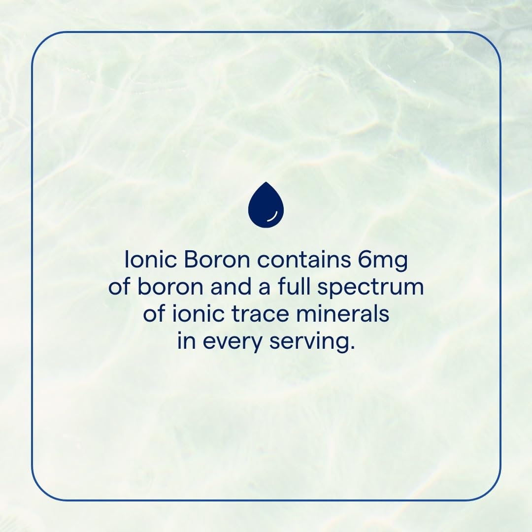 Trace Minerals Ionic Boron pour glass shows easy mixing into drinks.