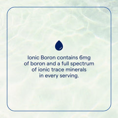 Trace Minerals Ionic Boron pour glass shows easy mixing into drinks.