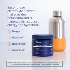 Trace Minerals Keto Electrolyte Powder dissolving in water for fast hydration and energy support.