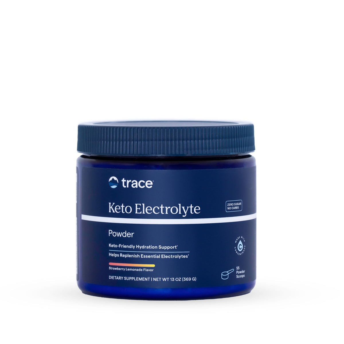 Trace Minerals Keto Electrolyte Powder Strawberry Lemonade mix for workout hydration