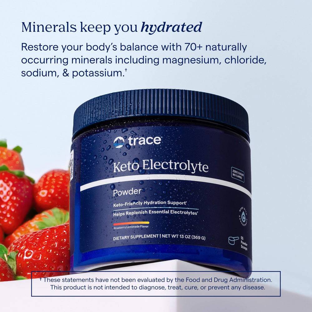 Trace Minerals Keto Electrolyte Powder compact travel bottle for on-the-go hydration